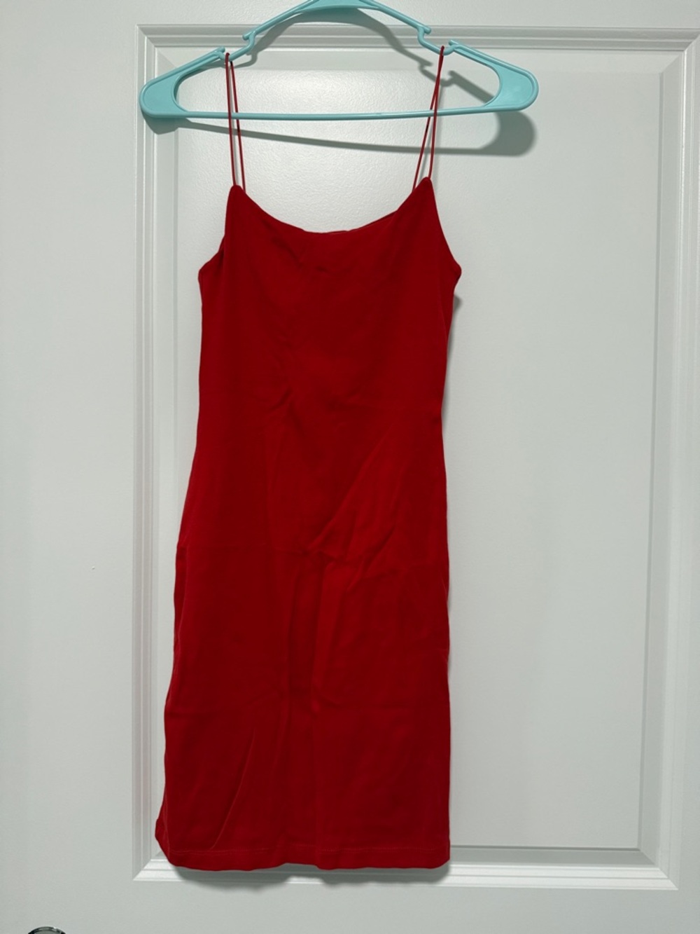 Zara Red Mini Slip Dress with Spaghetti Straps